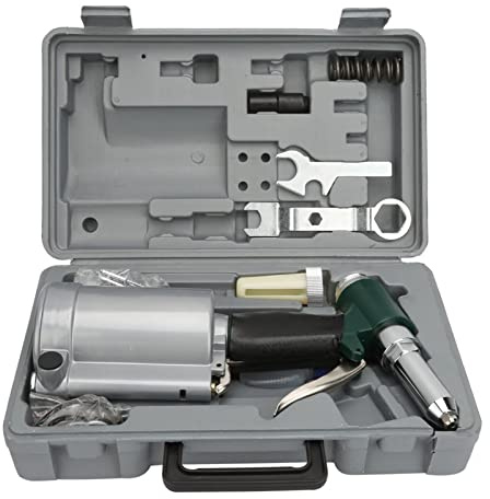 Yosoo Health Gear Pneumatisches Nietpistolen-Luftset, 2,4–4,8 mm, Hydraulisches Pop-Nietwerkzeug Handvorschub, 3/16, 5/32, 1/8 Zoll Nasenstücke