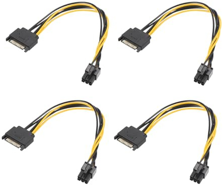 sourcing map 15 Pin to 6-Pin Male Graphics Card Cable PCI-Express Power Adapter Cables Converter 220mm/8.7 Inch, Pack of 4