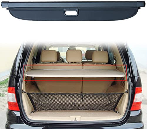 TXBZQKJ Tablette de Coffre Arrière pour Mercedes Benz ML350 W163 W164 W166, SUV Rétractable Cache-Bagages Pare-Soleil Colis de Coffre Store Enrouleur, Cuir PU Noir Texture Cuir Alliage d'aluminium