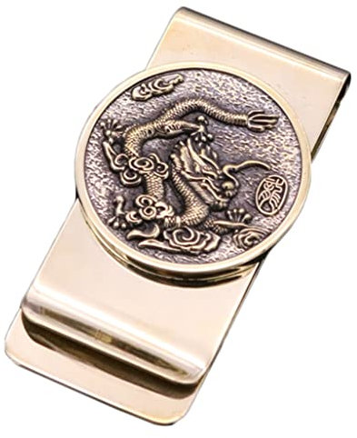 GNbow Metall-Geldklammer for Männer, Messing-Geldklammer for Bargeld, Sternzeichen-Geldklammer, Vintage-Münz-Geldklammer (Color : Dragon, S : 5.7 * 3cm(2.24 * 1.18in))