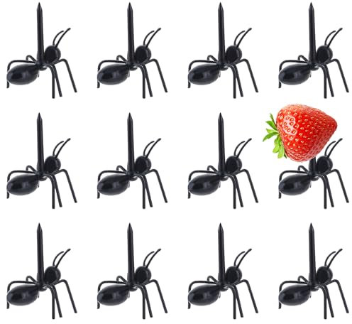 Molain Ant Obstgabeln, Ameisen Zahnstocher, Wiederverwendbar Ant Obst Gabel Set Kinder Ameisen Zahnstocher Ameisen Piekser Spieße für Obstgabeln für Snacks Obst Desserts Kuchen Desserts(12pcs)