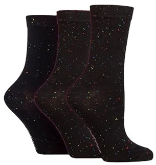 SockShop Ladies Speckled Soft, Breathable & Cooling Bamboo Socks in a Multipack of 3 Pairs Casual Day to Day Wear (UK, Numeric, 4, 8, Regular, Regular, Black)