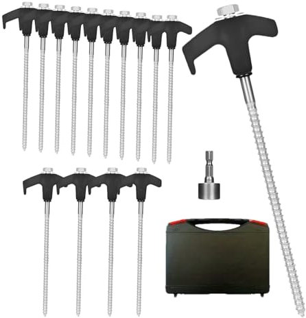 Zeltheringe, Zeltheringe zum Schrauben, 15 Stück Zeltheringe, Zeltheringe aus Metall, Zeltheringe M8, Bodenseilnägel, Multifunktions-Bodenanker zum Schrauben inkl