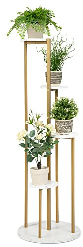 GOPLUS Pflanzenständer mit 5 Ebenen, Eck-Pflanzenregal Metall, Blumentopfhalter Präsentationsregal für Wohnzimmer, Balkon (Weiß)