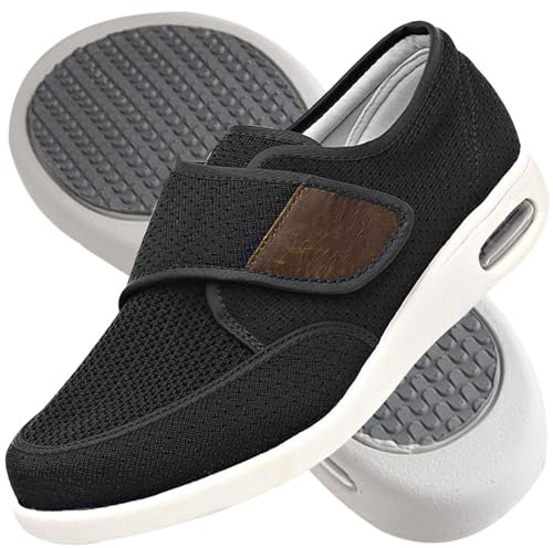 Jesajemi Sandalias para pies delicados, zapatos pies anchos zapatillas anchas hombre pie diabetico sandalias ortopedicas hombre(Black,48 EU)