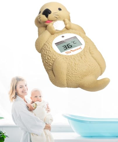 Doli Yearning Baby Bath Thermometer, Toddlers Floating Bath Toy, Bathtub Thermometer, at Fahrenheit and Celsius degree - Light brown otter