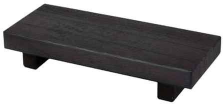 Gralara Bandeja de Madera con Patas para perfumes, Soporte rústico para Tartas, Bandeja para jabón, Pedestal de Madera para baño, hogar, tocador, Cocina, Negro