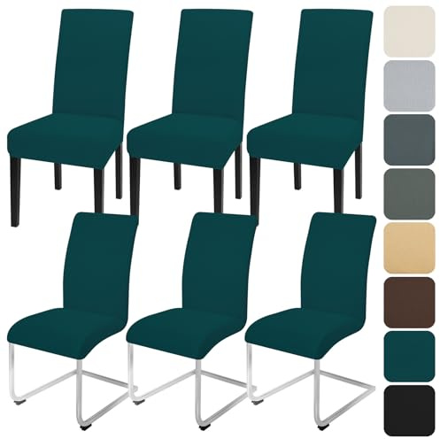 Alishomtll Stuhlhussen 6er Set Stretch Stuhlbezug für Schwingstühle Universal Esszimmerstühle Bezug Waschbar Abnehmbar Stühle Schutz für Küche Bankett Hochzeit Hotel Restaurant (Dunkelgrün, 6pcs)