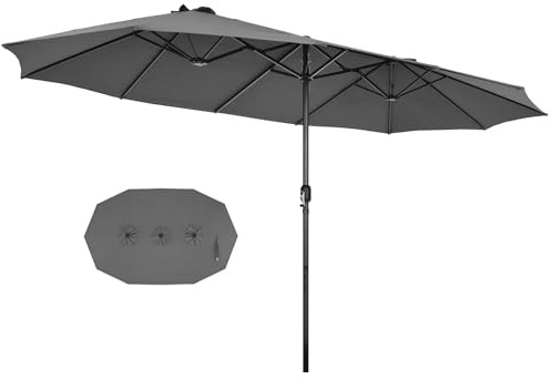 KOMFOTTEU Parasol Double, rectangulaire, avec Manivelle et Protection UV, grand Parasol de Balcon imperméable, Parasol de Jardin, idéal pour Piscine, Marché, 470 x 280 x 245 cm (Gris anthracite)