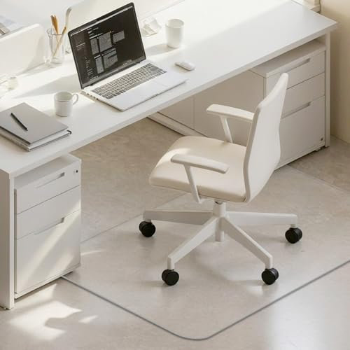 COSYLAND Protector de Suelo para Silla con Ruedas, Alfombra Transparente con Textura Antiarrayado 120 x 120 cm, Tapete de PVC para Silla de Oficina, Parquet, Escritorio o Gaming
