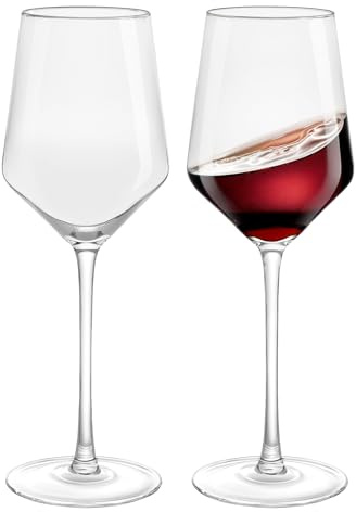 HAHASHOW Rotweingläser 520ML Weingläser Set 2er Tulpenförmige Kristallgläser Aus Bleifreiem Geschenk Freundin für Jubiläen Valentinstag