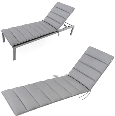 HAVE A SEAT Living - Auflage Gartenliege | Flair 200x70 cm - Weiche, Dünne Universal Sonnenliege Auflage - Bequem, Wetterfest, Waschbar bis 95° C - Made in Germany (200x70 cm, Hellgrau)