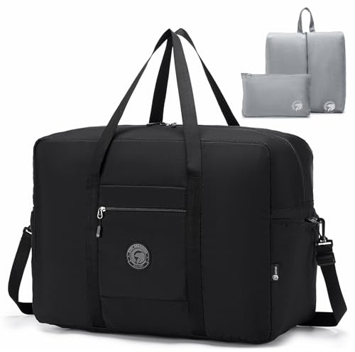 SPAHER Reisetasche Handgepäck Tasche 55x40x23 Lufthansa Wizzair Eurowings Leichte Reisetasche Groß Faltbare 50L wasserdichte Tasche Flugzeug Travel Duffle Bag Cabin Bag Weekender Damen Herren