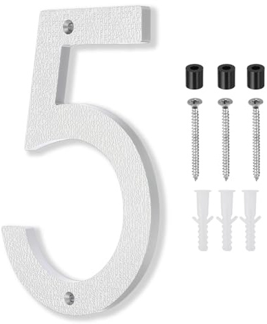 PATIKIL 10 Inch House Number, House Address Numbers Sign Large Floating Modern with Screws for Outside Door Wall Street, Silver, 5