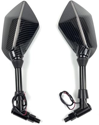 Lenkerendenspiegel Motorrad Motorrad-Seitenspiegel Mit Licht Für K&AWASAKI Für Ninja Für Z750 Für Z800 Für Z900 Für Z1000 Für 650R Für ER6N Für ER6F Für ER5 Rückspiegel(B)