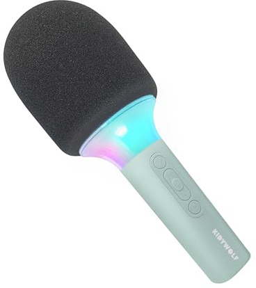 KIDYWOLF Kidymic Vert – Micro Karaoké Enfant Bluetooth avec Effets Sonores et Lumineux – Microphone Ludique pour Chanter, S’Amuser et Créer en Famille
