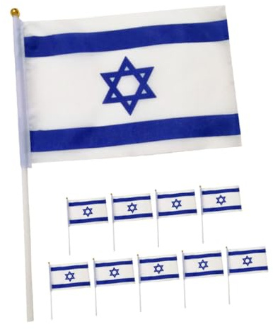 DOITOOL 10 pezzi Bandiera Israele in Poliestere Mano Agitabile Resistente alle Intemperie Leggera e Lavabile Decorazione per Festival e Eventi Nazionali
