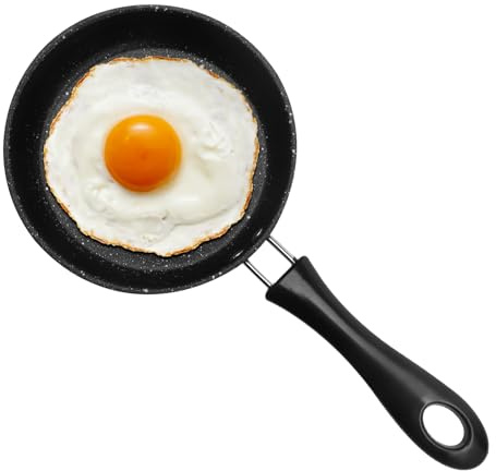 FIUTEKO 12cm Mini Bratpfanne,Pfanne Klein Induktion Kleine Pfanne Spiegeleipfanne antihaftbeschichtete Edelstahl Frying Pan Eierpfanne Bratpfanne für Camping Kochen Gasherd