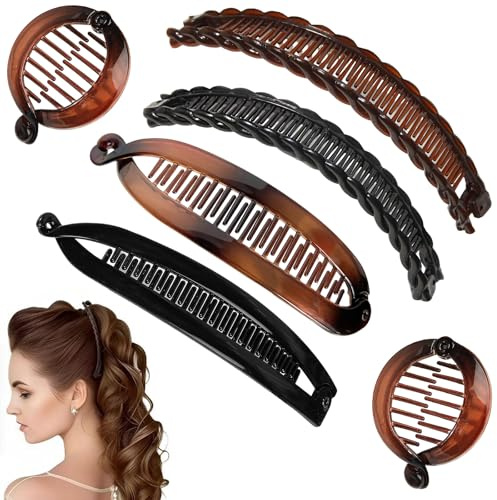 6 Stück Bananen-Spangen Haarklammer Verstellbare Haarspangen für Frauen Vintage Banana Clip für Dickes Dünnes Haar Glattes Lockiges Haar Für Pferdeschwanz Fischschwanz Hochsteckfrisuren
