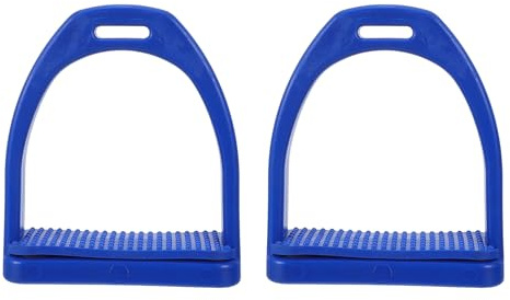 Happyyami 2 st stigbyglar för ridning - blå plaststigbygel för engelsk sadel med halkfri gummikudde - ridtillbehör för terrängridning knä- och fotledsskydd