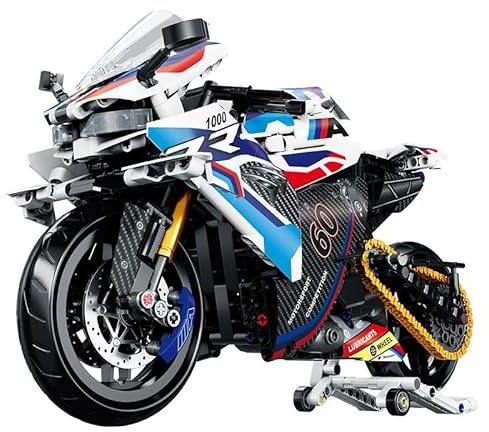 Tirff Technik Motorrad Bausteine für M1000RR, 1:8 Supermotorrad Modell 1000+ Klemmbausteine Technik Rennen Motorrad Geländemotorrad Bausatz MOC Motorrad Set Geschenk für Erwachsene und Teenager