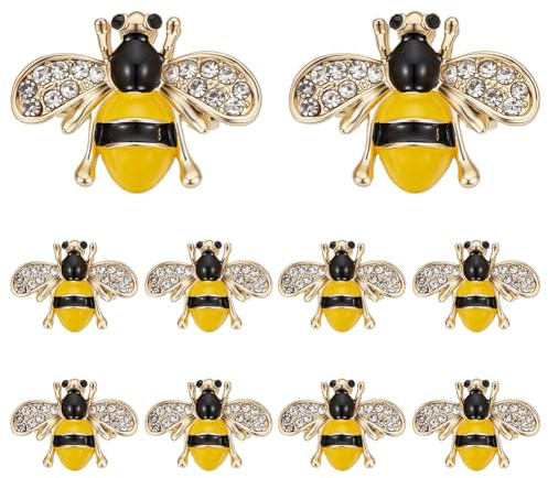 PH PandaHall 10pcs Broche Abeille 17x23mm Broches Émaillée Strass en Forme D'Abeille Badge en Cristal Broche Animal Exquise pour Femme Accessoire de Costume Chemise Col Sac à Dos Vêtements Fête Cadeau