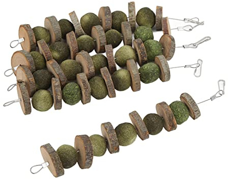 Tnfeeon 5 Pezzi di Giocattoli da Masticare a Forma di Coniglio, Palline da Masticare Naturali in Legno di Melo Ed Erba Medica per Conigli e Porcellini d'India, Giocattoli per la Cura dei Denti e