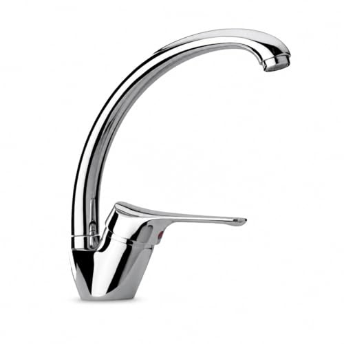 BASIK – Rubinetto Cucina Monocomando Cromato, Bocca Orientabile 360°, Leva Laterale, Design Moderno per Lavello Cucina