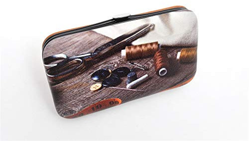 Kleiber 93020 Nähetui - Schneider Nähset für die Reise, Stoff/Metall, Braun, 12 x 7 x 1, 5 cm
