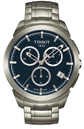 Tissot T-Sport Titanium T069.417.44.041.00 Men's Chronograph Watch Analogue Quartz with Titanium Strap Blue Dial, Bracelet