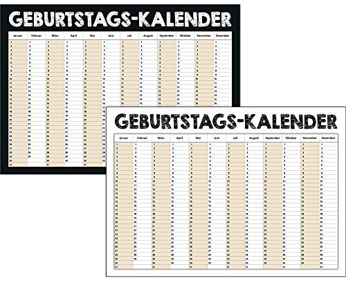Immerwährender Kalender/Geburtstagskalender/Dauerkalender/zweiseitig DIN A3 gerollt/in tollem Design für alle wichtigen Tage modern