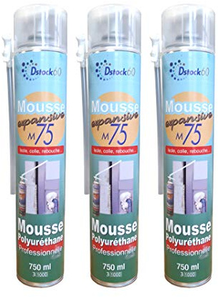 DSTOCK60 - 3 Flaschen Bauschaum/ Montageschaum, 750 ml – Professioneller Polythan-Schaumstoff isoliert - klebt - dichtet ab - für den Innen- und Außenbereich