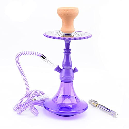 chicha Portable Fait Main Chicha Verre D'eau Ensemble de Narguilé avec 1 Tuyau Narguilé en Acrylique Kit de Démarrage (Color : Purple)