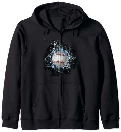 Baseball bat with broken glass of Breakthrough Baseball Zip Hoodie
