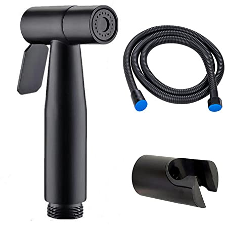 Spray bidet, robinet bidet noir mural avec pulvérisateur, en acier inoxydable noir mat, spray bidet WC, robinet douche Shattaf, ensemble de pommeau purificateur