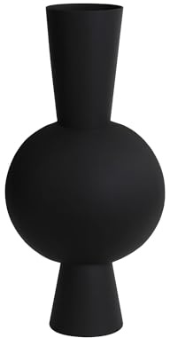 Light & Living Vase Kavandu - Schwarz - 31x20x60cm | Oval - Modern - Metall - Blumenvase - Vase für Trockenblumen - Vasen decko