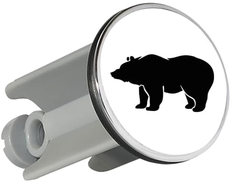 Huuraa Waschbeckenstöpsel Bär Silhouette Geschenk | Universal Stopfen 4cm höhenverstellbar Abflussstopfen Geschenkidee Stöpsel mit Motiv für das Waschbecken