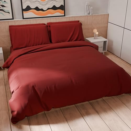 PETTI Artigiani Italiani - Enkeltäcke, Påslakan och örngott i Microfiber, Enfärgad Ocra, 100% tillverkad i Italien