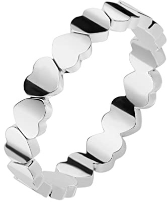 Paula & Fritz® Ring Damen Motiv-Ring Herz-en Gold Silber 316L Chirurgenstahl Größe 49 (15,6) - 62 (19,7) 4-mm breit Damen-Ring Herrenring Partnerring