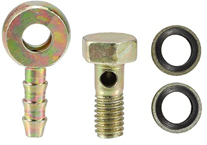 QUARKZMAN Banjo Schraube Kit Bronze Ton 1 Satz Für Motor | M6x1 Gewinde, Schraube 11x20mm, Kugelgelenk 15x29mm, Enthält 1 Bolzen, 1 Schraube, 2 Scheiben, Für Bremsanlage Eisen Kupfer