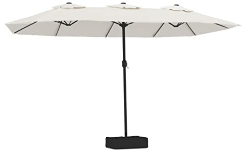 vidaXL Sombrilla doble blanco arena 449x265 cm