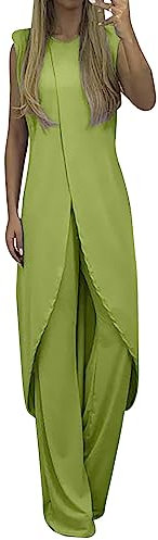 MJGkhiy Tuta Donna Estiva Elegante Larghi Tuta Moda Due Pezzi Offerta Trasparente Comode Stampa Tuta Vita Alta a Gamba Larga Suit Completo Cerimonia Donna Curvy, 4XL
