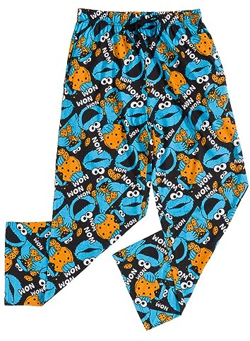 Sesame Street Cookie Monster Heltäckande tryck loungebyxor, BLÅ, L