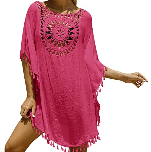 Beach Poncho Women's Summer Large Sizes - Beach Dress with Fringes Pareos & Beach Dresses Pareos Sexy Beach Tunic Boho Beach Towel Cotton Summer Dress Long Kaftan Bath Poncho