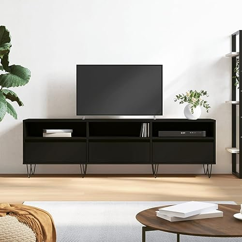 FIRBNUS TV-Schrank Schwarz 150x30x44,5 cm Holzwerkstoff TV Unterschrank Fernsehschrank Living Room Furniture Sideboard Fernseh Lowboard