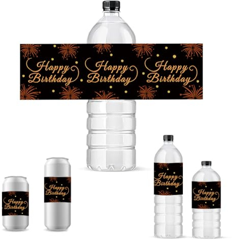 PH PandaHall 30 Stück Wasserflaschenetiketten Wasserdichte Etiketten 21.6x6.4 cm Großes Flaschenetikett “Happy Birthday” Selbstklebende Aufkleber Für Geburtstagsparty Dekorationen