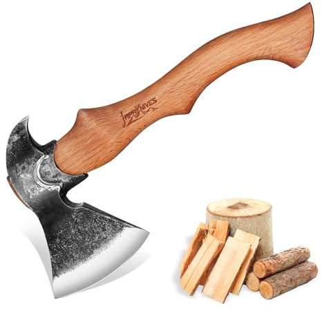 Japaknives Beil Wikinger Handgeschmiedete Spaltaxt Für Holz Handbeil 38cm Ergonomische Holz Spalten Outdoor Für Camping Trekking Idee als Geschenk