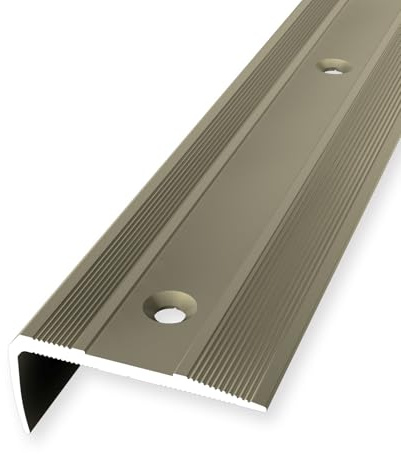 Treppenkantenprofil 16 x 38 x 1000 mm Winkelprofil Aluminium Geriffelt Versenkt Gebohrt Sand Einfasshöhe 0-14 mm Küberit