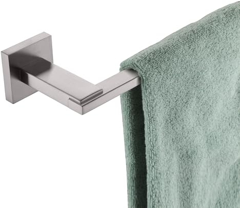 KOKOSIRI 16 Inch Bath Towel Bars Bathroom Towel Holder Towel Rail Kitchen Towel Hanger Necklace Holder Bathroom Accessories Stainless Steel Wall Mounted Satin Nickel B4006BR-L16