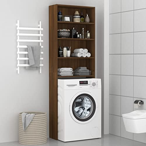 ZEYUAN Waschmaschinenschrank Braun Eichen-Optik 64x24x190 cm Toilettenschrank, Überbauschrank, Waschmaschinenregal, Aufbewahrung Über Der Waschmaschine, Waschmachinenüberschrank